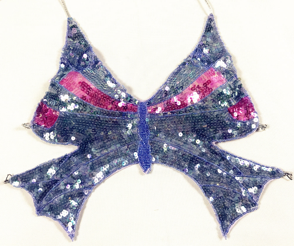 Sequin Periwinkle Purple and Pink Butterfly Halter Top