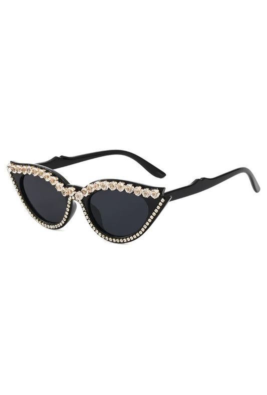 Fashion Black Rhinestone Cat Eye Glasses