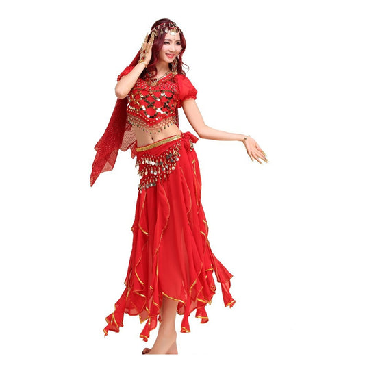 Red Belly Dancing Costume with Skirt