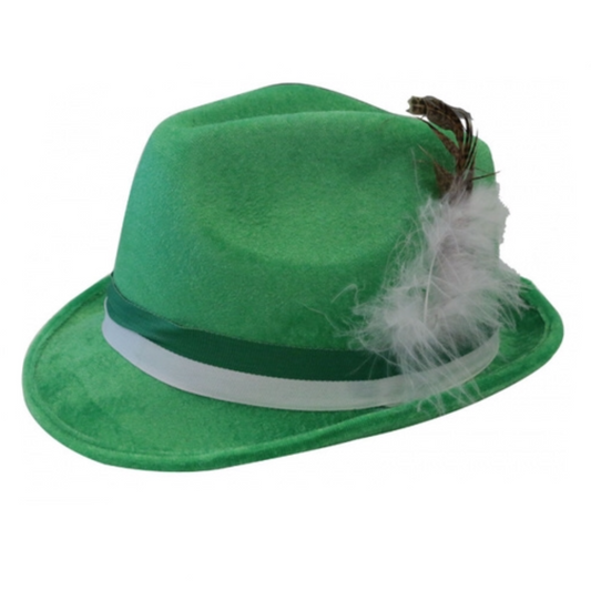 Green Trilby Hat with Feather