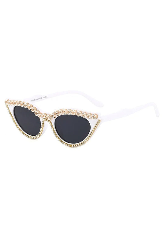 Fashion White Rhinestone Cat Eye Glasses