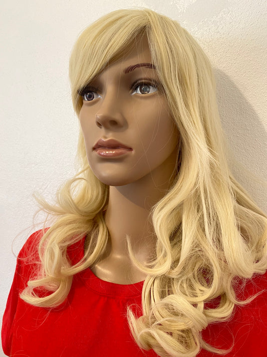 Deluxe Shoulder Length Light Blonde Curly Wig