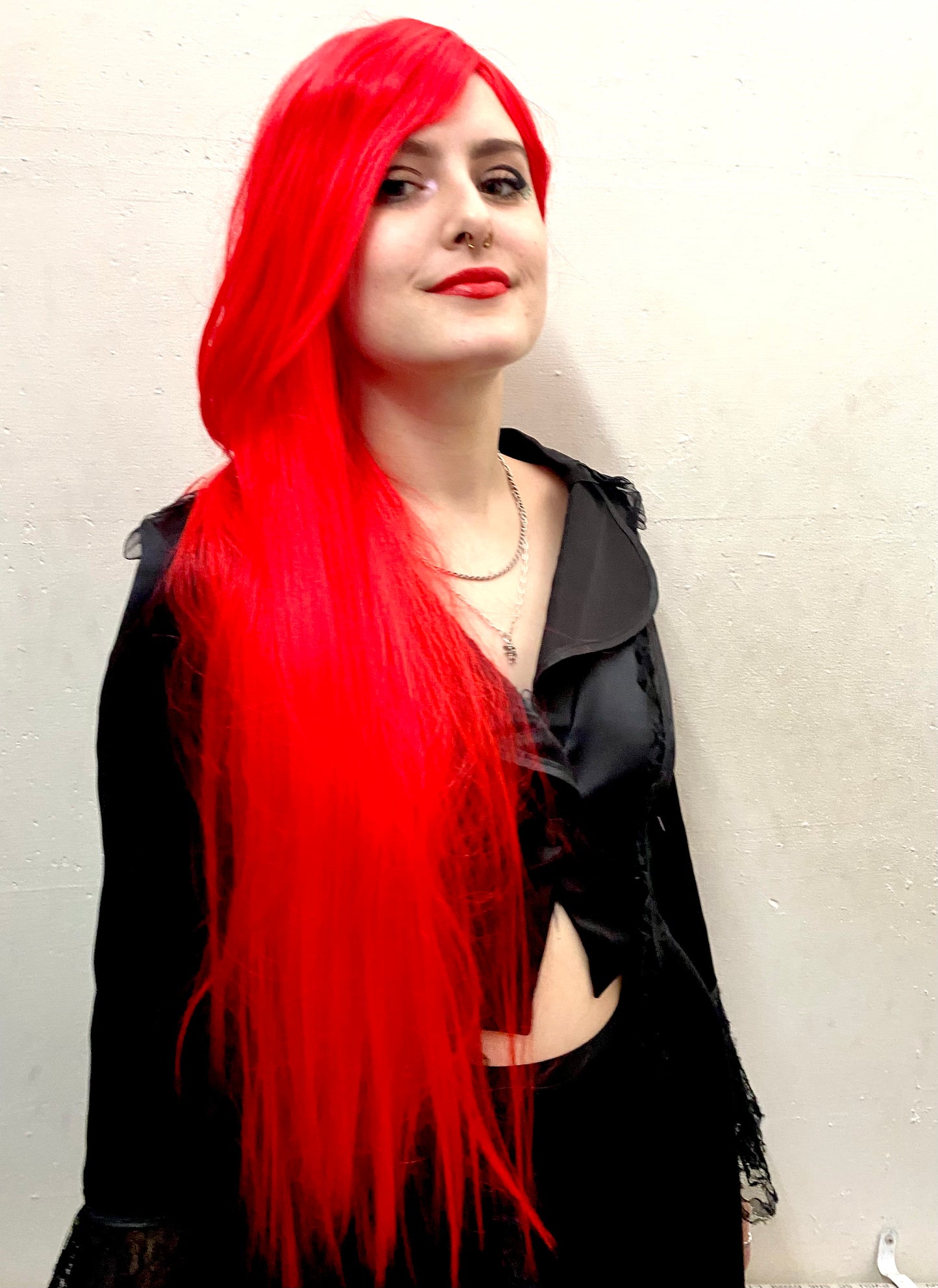 Deluxe Extra-Long Straight Bright Red Wig