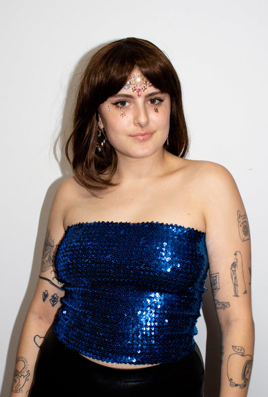 Royal Blue Sequin Tube Top