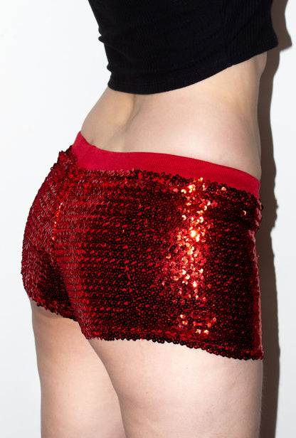 Sequin Red Booty Shorts
