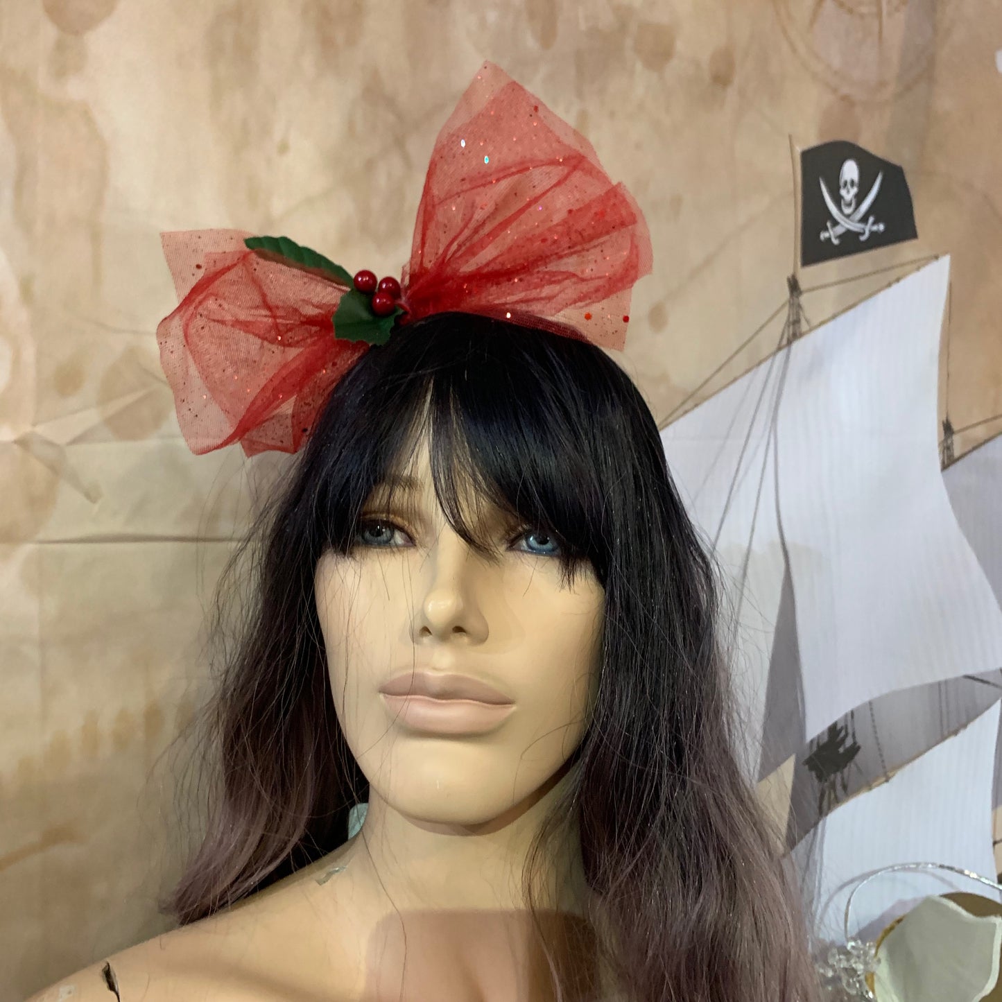 Red Glitter Christmas Hair Bow