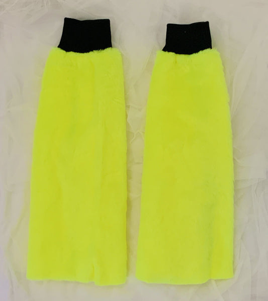 Fluoro Yellow Fluffy Leg Warmers