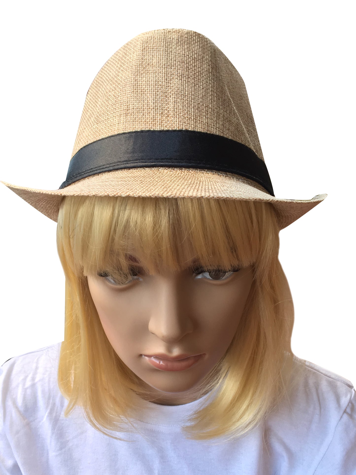 Tan Trilby Hat with Feather