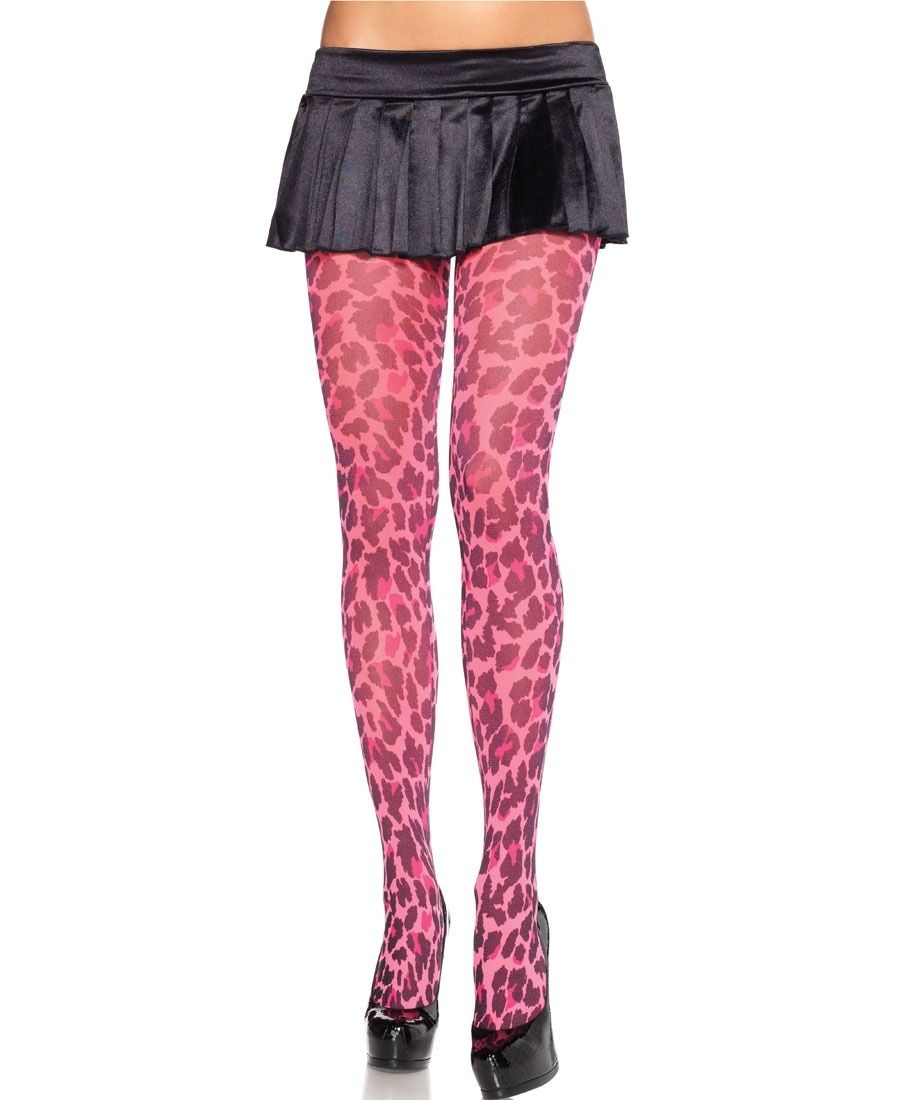 Pink Leopard Print Footless Tights