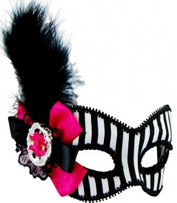 Burlesque Black and White Striped Mask