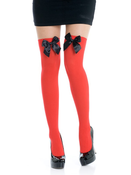 Red Thigh Highs with Black Bows