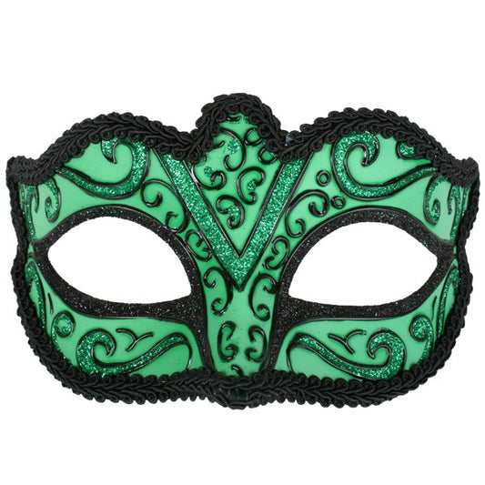 Green Plain Glitter Mask