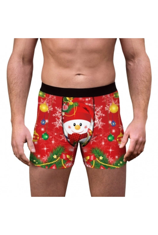 Red Christmas Snowman Boxer Shorts