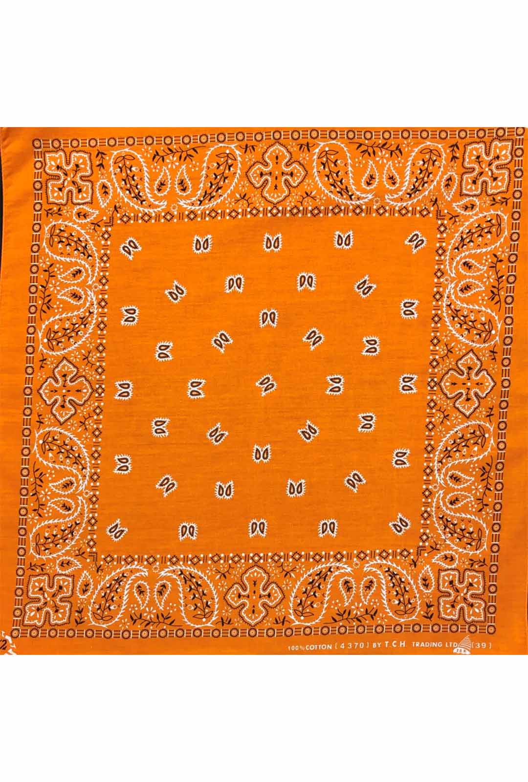 light orange colour bandana with white and black paisley print