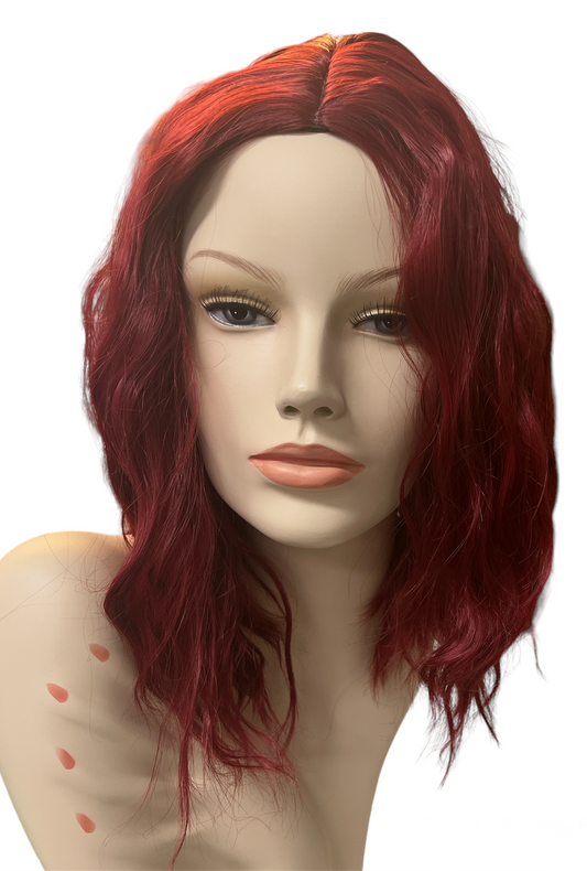 Burgundy Red Shoulder Length Loose Wave Wig