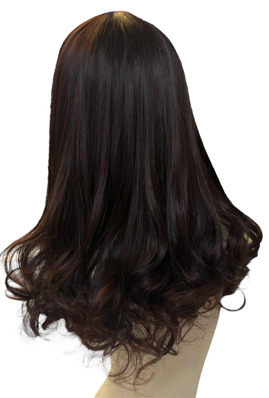 Dark Red Brown Mid Length Curly Wig