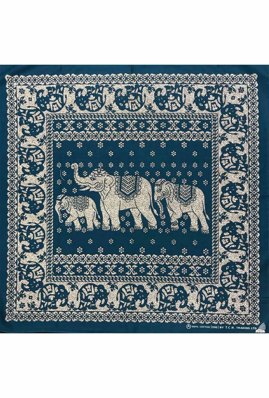 teal bandana with elephant print