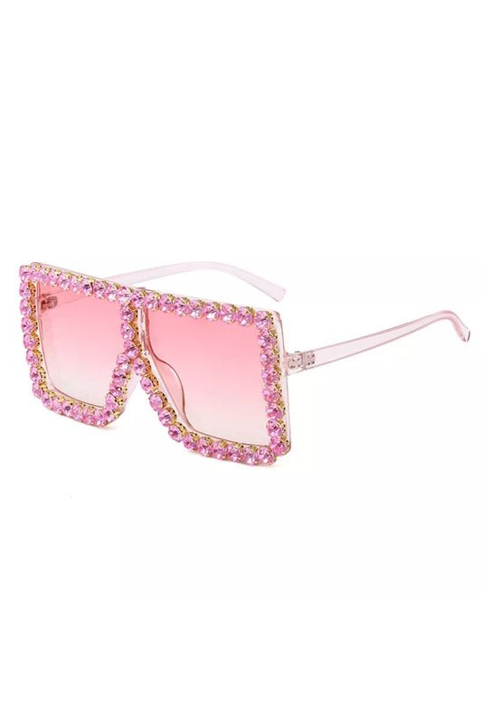 Fashion Pink Rhinestone Frame Glasses