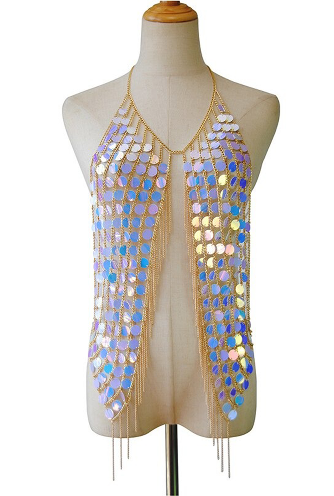 Iridescent Purple Metal Disc Body Chain