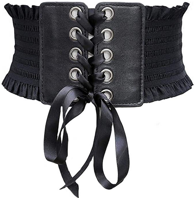 Ruffled elastic corset belt dark brown – Hurly-Burly
