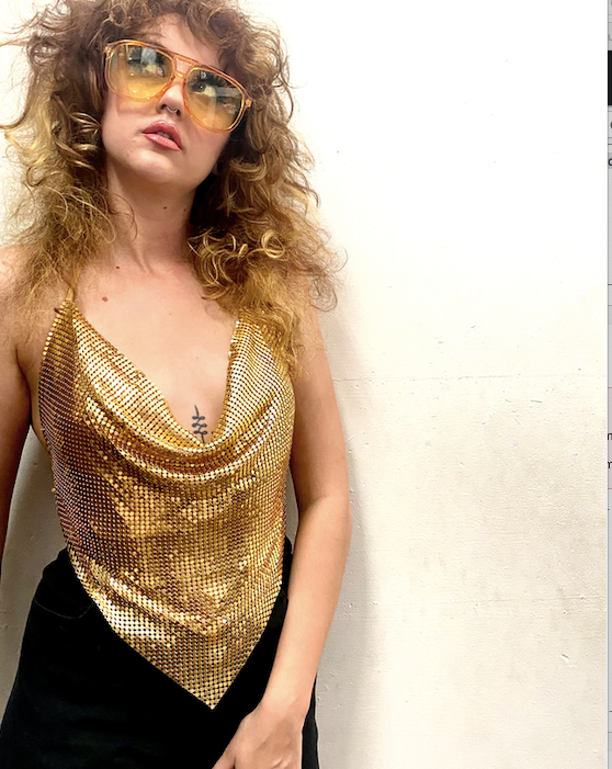 Gold Metal Mesh Triangle Top