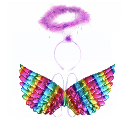 Rainbow Mini Wings with purple halo