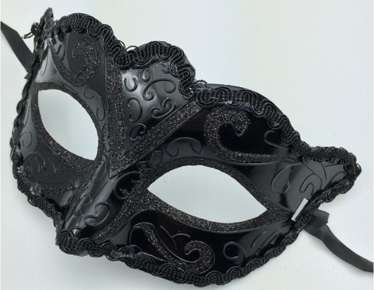 Venetian Black Glittery Masquerade Mask