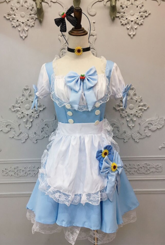 Blue Lolita Flower Maid Costume