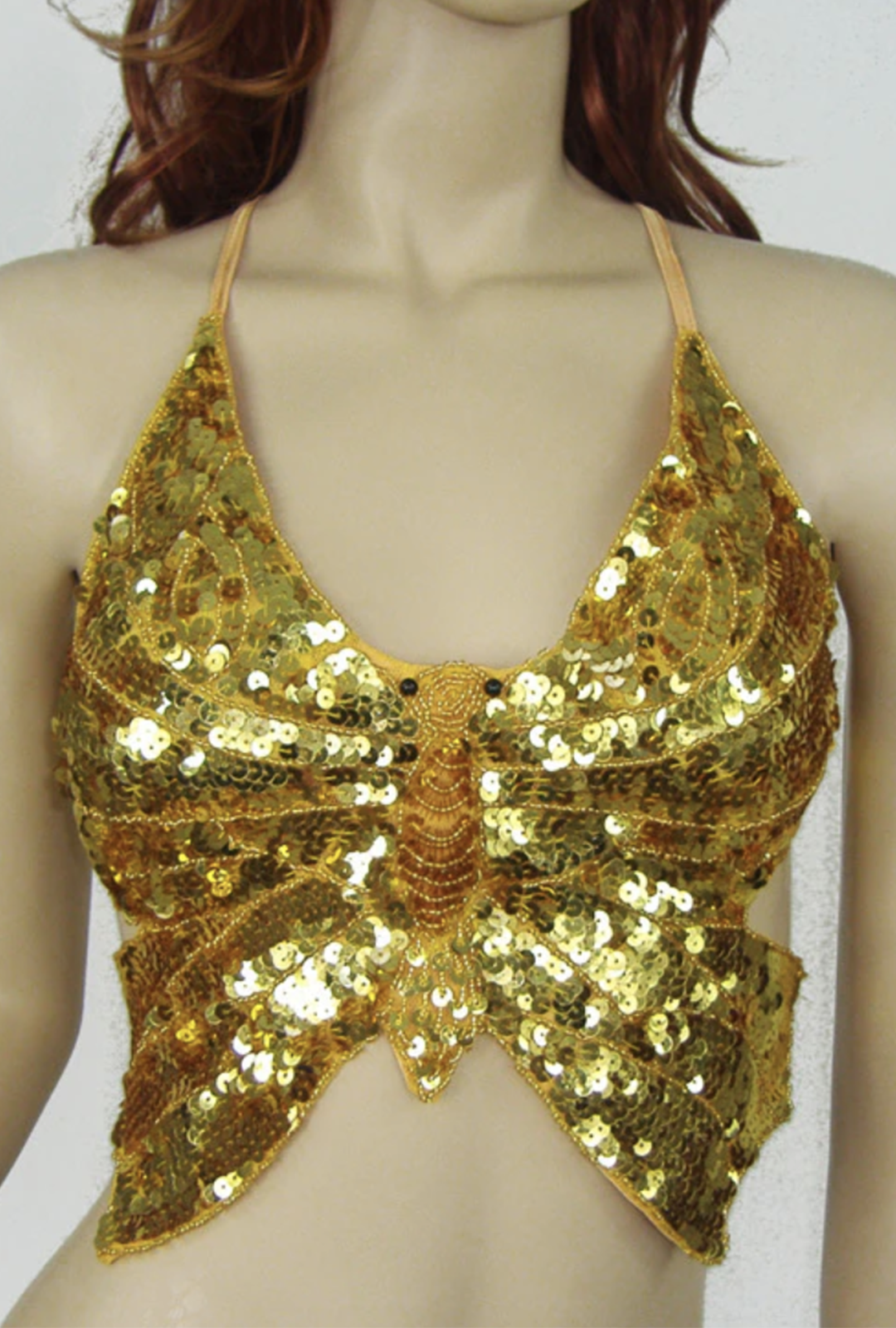 Gold Sequin Butterfly Halter Top Perth