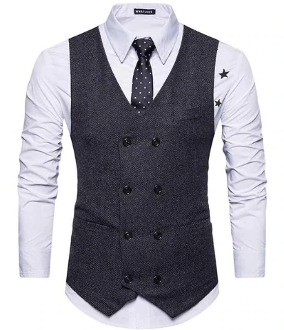 Grey double breasted on sale waistcoat