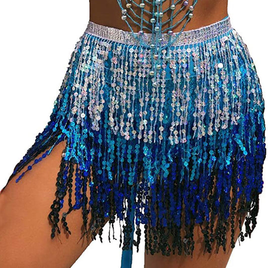 Blue, Black and Silver Sequin Wrap Around skirt