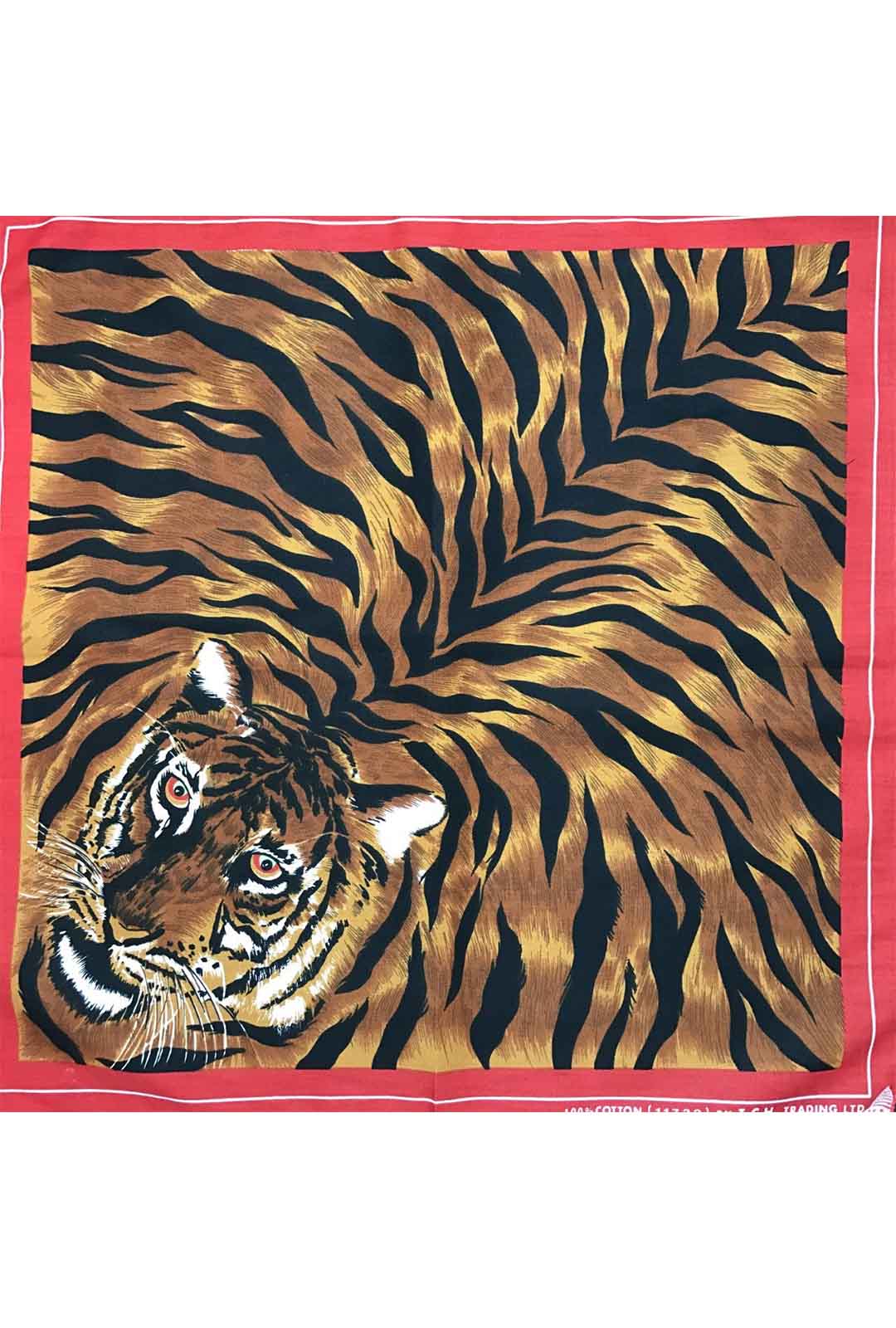 tiger rug print bandana with red border