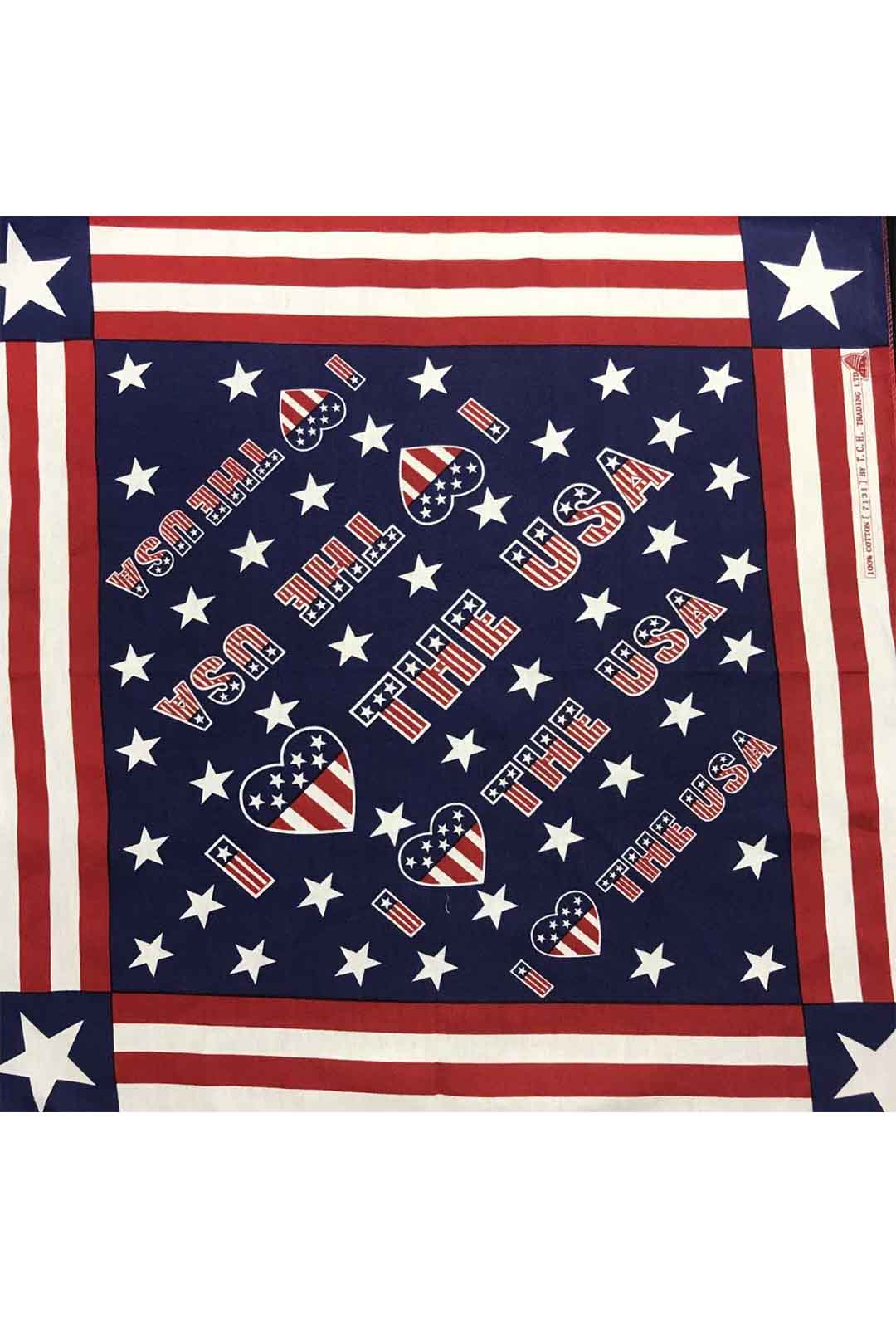 stars and stripes bandana with I heart USA pattern