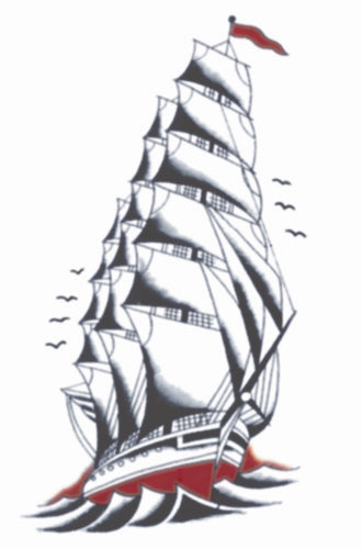 Ship - Vintage - Temporary Tattoo