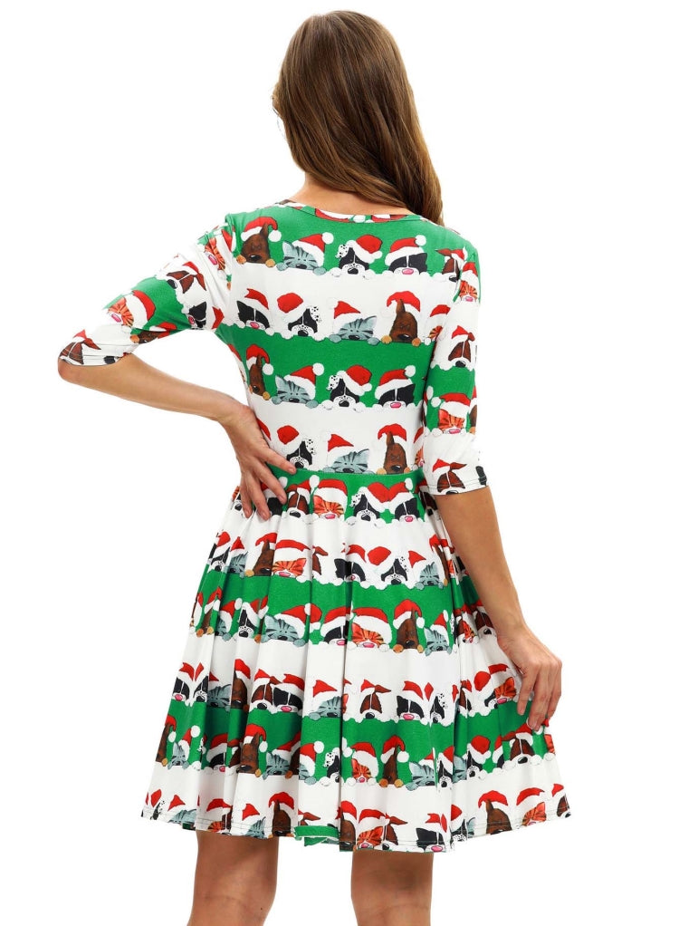 Cat and Dog Striped Christmas Dress