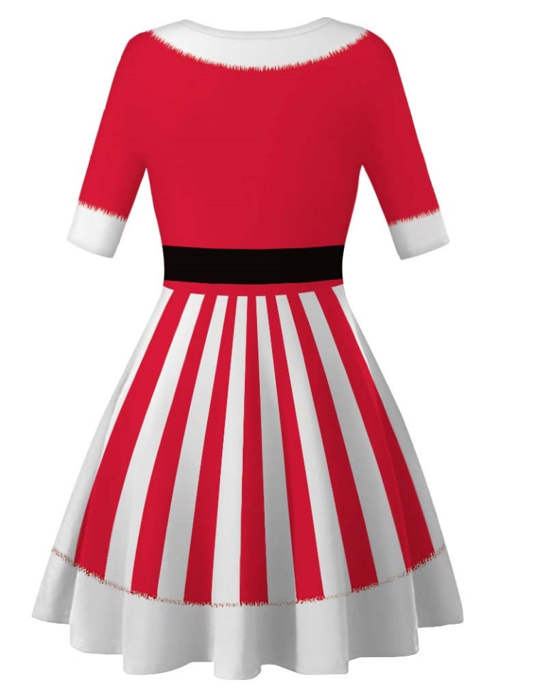 Red and White Striped Christmas Dress