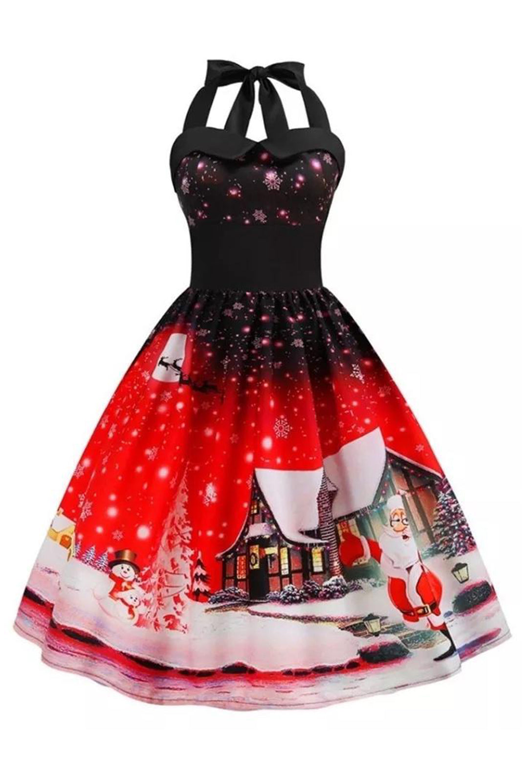 Winter Night Red Christmas Dress