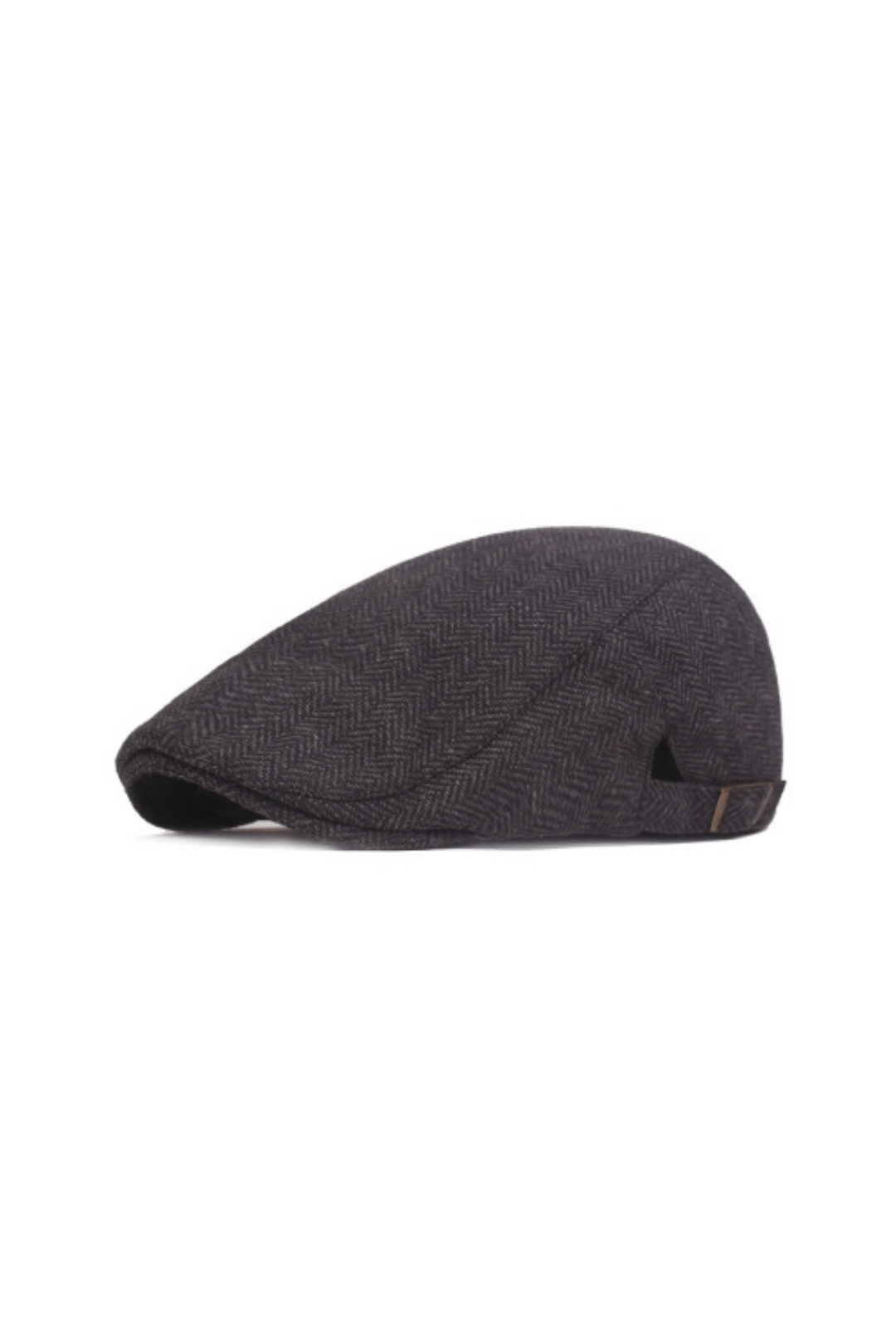 Dark Grey Herringbone Flat Cap