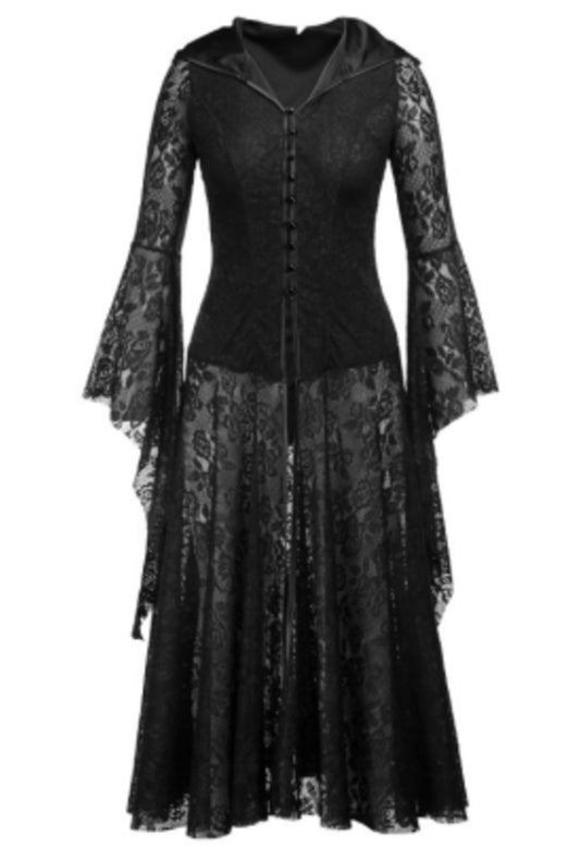 Long Black Lace Dress Coat
