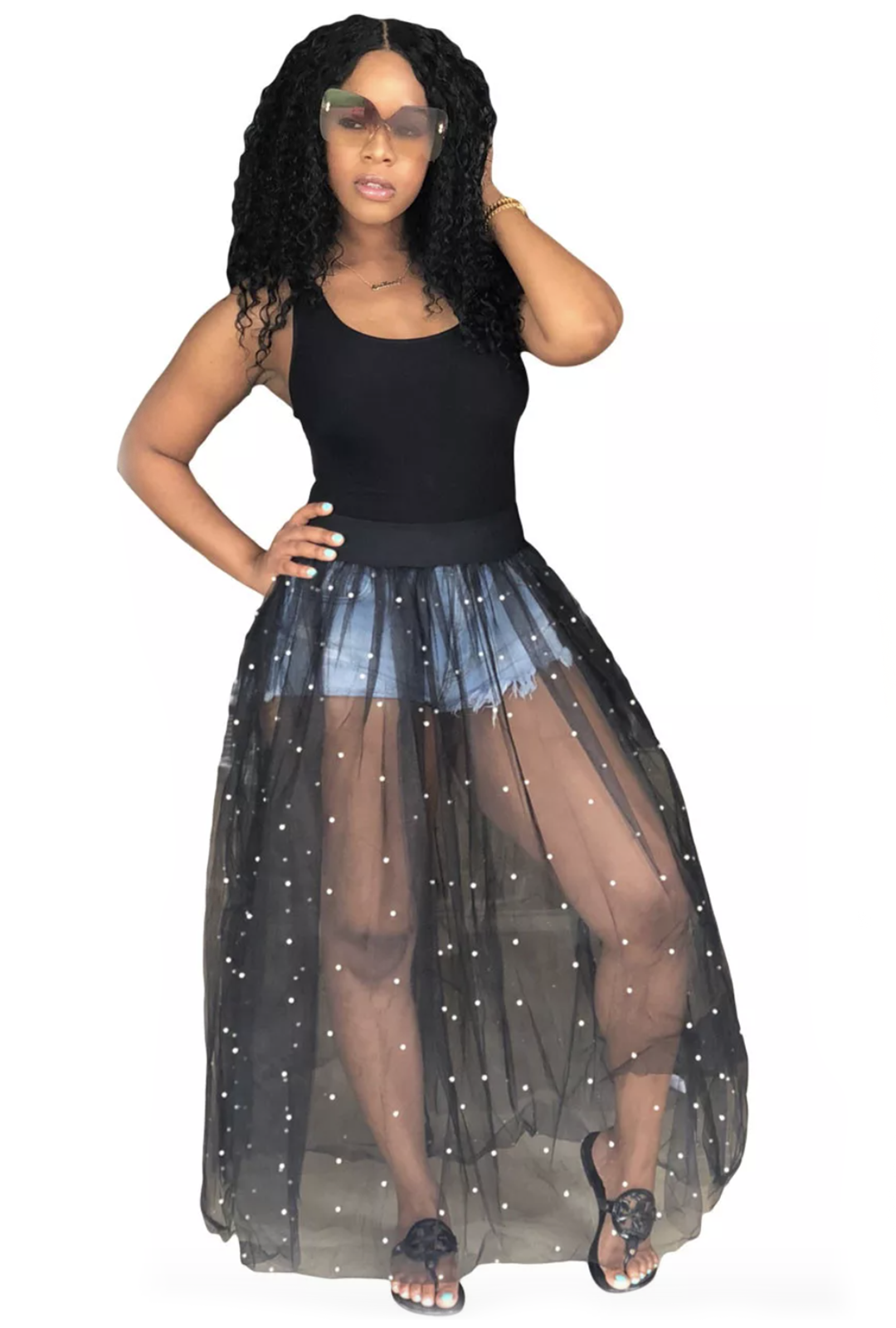 Sheer tulle maxi dress on sale