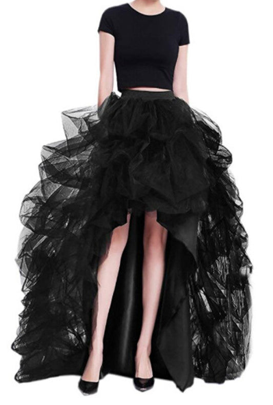 Black High-Low Tiered Tulle Skirt