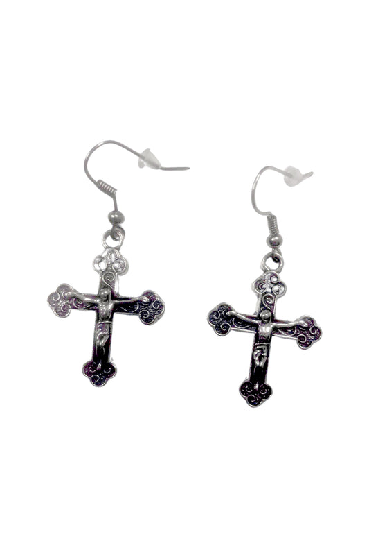 Silver Crucifix Earrings