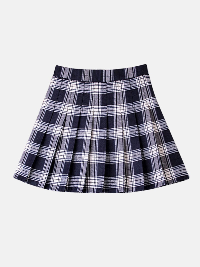 White and Navy Blue Plaid Flannelette School Skirt Perth Hurly