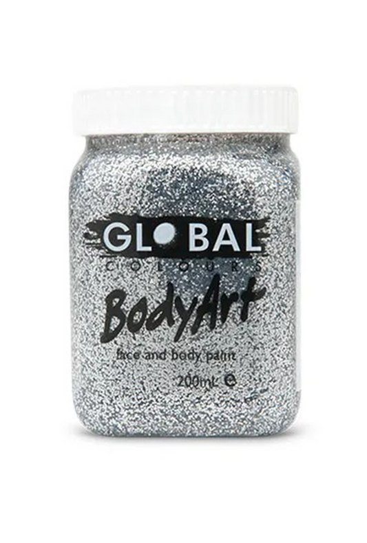 Silver Glitter Global Body Art Face and Body Paint 200ml
