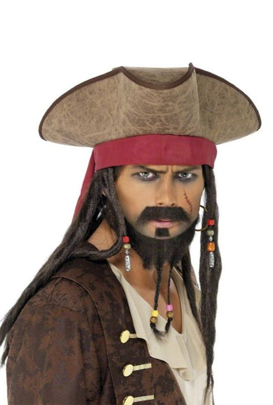 Brown Pirate Hat with Dreadlocks
