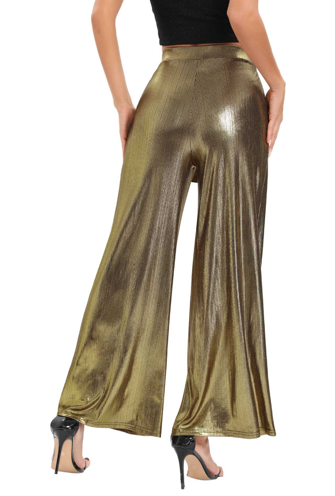 Gold Metallic Wide Pants