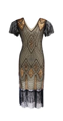Black, Cream and Gold Gatsby Dress with flutter sleeve Perth | Hurly Burly Hurly-Burly Black, Cream and Gold Gatsby Dress with flutter sleeve Perth | Hurly Burly Hurly-Burly