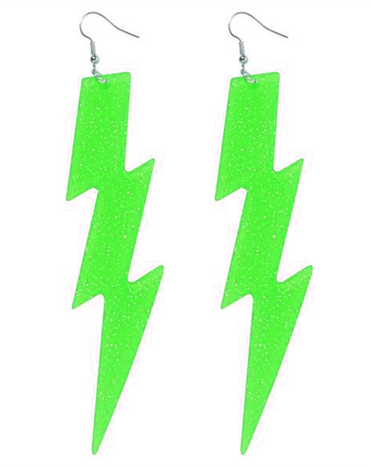 Green Lightning Bolt Earrings