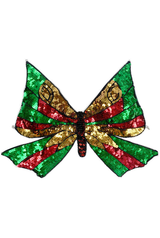 Red, Green & Gold Halter Butterfly Top