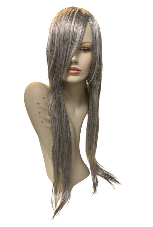 Deluxe Extra-Long Straight Grey Wig